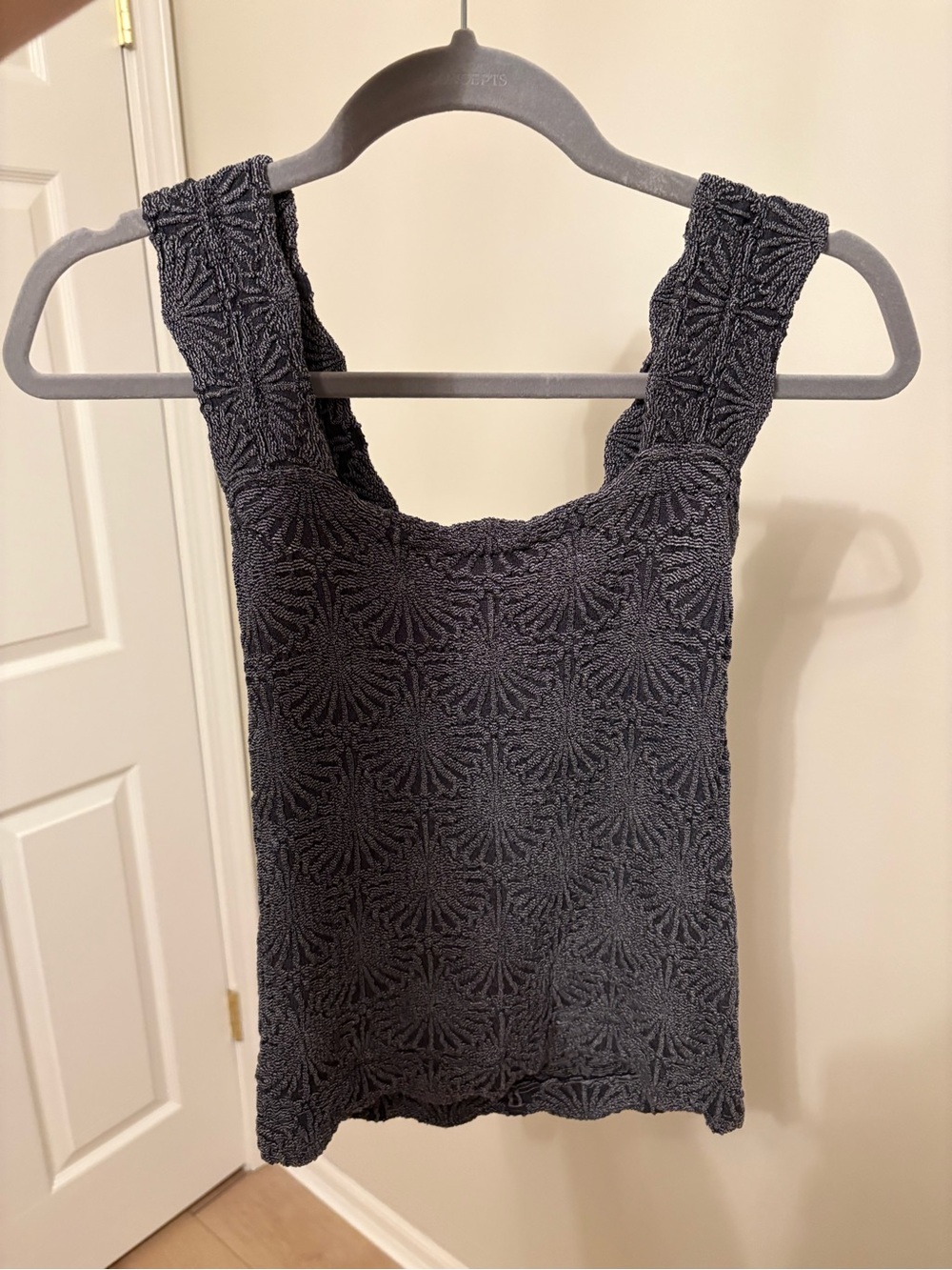 Free People Square-Neck Tank Top in Charcoal, Size M/L